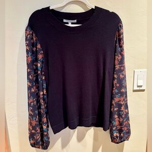Daniel Rainn Black Sweater with Floral Sleeves